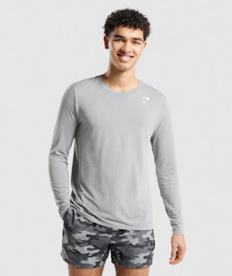 Men's Gymshark Arrival Seamless Long Sleeve T-Shirts Grey | NZ 4ZAEXY